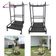 [deevoka] Storage Holder Garage Utility Shelf Garden Tool Organizer Yard Tool Tower Rack with Hooks 