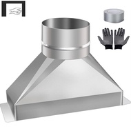 Galvanized Steel Microwave Vent Connector Kit, Rectangular to Round Duct Transition 4" Dia X 3-1/4" 