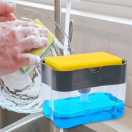 Dishwash ABS Soap Box Dispenser Pump Kitchen Sink Organizer Storage Tray Free Sponge Liquid Press Down
