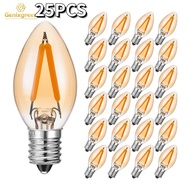 25Pack E12 E14 Chandelier Candle Light Bulbs Low Watt C7 110V 220V Dimmable Amber Glass Edison Small