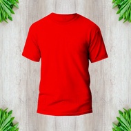 Red Soft style Round Neck Adult Plain T-Shirt Unisex Baju Merah Kosong Men/Ladies/Women