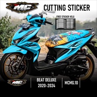 MC Cutting Sticker Beat Deluxe - Aksesoris Motor Stiker Honda Beat 2020 2021 2022 Schotlite Cutting Stiker Striping Lis Variasi Beat Deluxe / CBS / ISS / Street Hologram Laser Krom Pelangi dan Warna Solid Simple Minimalis Elegant Stylish MCMG 10