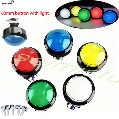 Arcade 60mm Round Convex LED Illuminated Push Button DC5V/12V Light Blub For Arcade Game Crane Baske