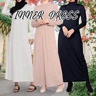 INNER DRESS cotton plain abaya jubah murah inner dress plus size long dress round neck maternity kaf