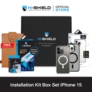 [ติดตั้งง่าย] HI-SHIELD Installation Kit Box Set iPhone15 เซตกระจกกันรอย พร้อมบล็อกช่วยติดตั้ง [Box Set iPhone14] Magsafe ดำ iPhone 14 Pro max