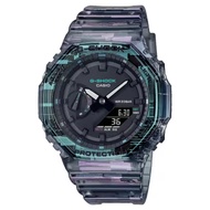 【威哥本舖】Casio台灣原廠公司貨 G-Shock GA-2100NN-1A 半透明數位雜訊 農家橡樹 GA-2100