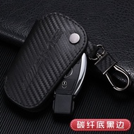 Leather Key Case for Mercedes-Benz AMG W204 W212 W205 A B C E S GLA GLC CLA GLK Carbon Fiber Car Key