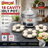 DIAMOND 18pcs Stainless Steel Idli Plate Idly Steamer Tray 7.5cm Gas Stove Induction Compatible