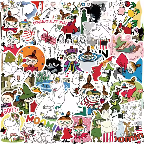 50pcs Finnish Animated Hippopotamus Troll Decoration Sticker Waterproof Sticker