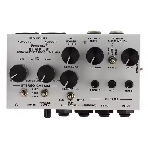 Demonfx SIMPLE Guitar DI Box Effect Pedal Preamp Simulator,Power Amp Simplifier Pedal Stereo Cab Sim