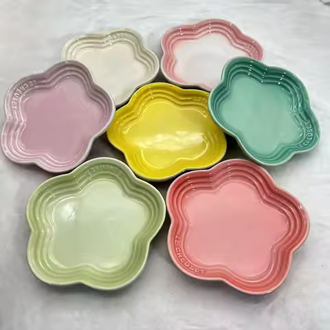 Plum Blossom Small Plate 14cm Sauce Plates French Cool Color Cake Dish Gradual Spit Bone Dishs Table