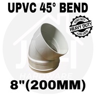 (HEAVY DUTY) 8"(200MM) UPVC 45° ELBOW 45 DEGREE WATER PIPE ELBOW 8" upvc elbow