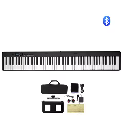 SucceBuy 88 Key Folding Keyboard Piano Bluetooth, MIDI Portable Electronic Digital Foldable Piano Re