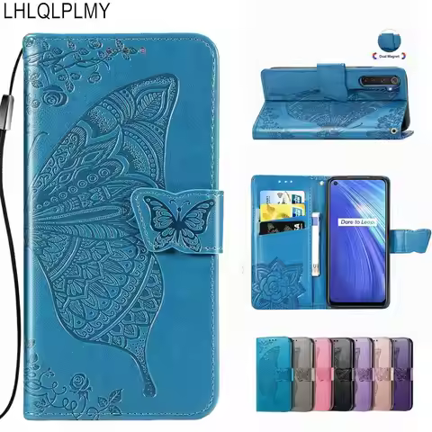 Butterfly Flower Leather Flip Wallet Case For Realme C21Y C25Y C3 9i 9 5 Pro Plus 8 5G 6 6i 6S 7 C11