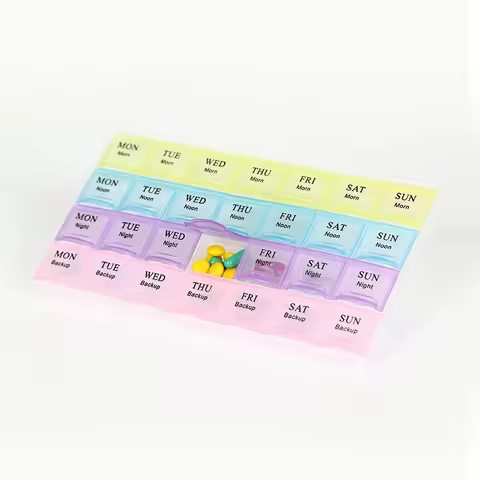 Pill Cases Box 7 Days Organizer 28 Grids 4 Times One Day Portable Travel with Large Compartments for