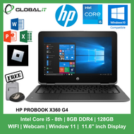 (Refurbished Notebook) HP Probook X360 G4 Laptop / 11.6 inch Display / WiFi / Webcam / Intel Core i5 - 8th / Windows 11