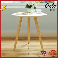 Cassa Oslo Simple Modern Magazine Round Coffee Table Side Table ( Matt White / Maple Beech Table Top + Natural Wood Legs ) Diameter 30cm/40cm/50cm/60cm