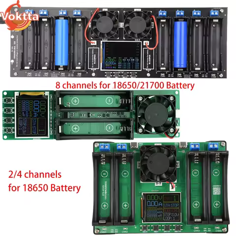 2/4/8 Channels 18650 Lithium Battery Capacity Tester MAh MWh Digital Battery Internal Resistance Tes