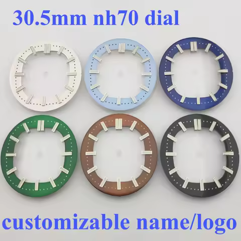 30.5mm watch dial nh70 dial watch face green luminous transparent dial watch parts suitable for NH35