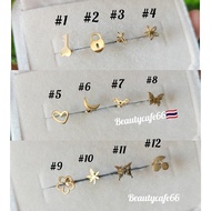 Z20 (1 Side) Gold Ear Studs Color (Helix Lope Flat) Shaft 0.8*6 mm. Genuine Stainless Steel 316L