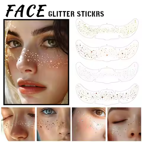 Glitter Stamping Temporary Tattoo Freckles Makeup Patches Metallic Golden Silver Fake Freckles Tatto