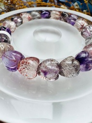 小精品愛心花珠礦多彩超七10mm26.69g黑超七彼岸花三輪骨幹水晶