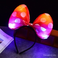 Jualan Panas Krismas Glitter Cloth Bow Destar Puding Bercahaya Mickey Headwear Konsert Street Toy Bo