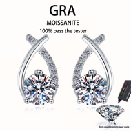 【 GRA Certificate Attached 】 1CT Moissanite Earrings, Fashion Geometry Earrings S925 Pure Silver Pla