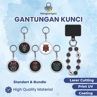 GANTUNGAN Acrylic Round Keychain Keychain + Vinyl Sticker AKUMA ONI ONLY