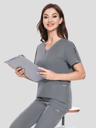 Fashionable doctor hand wash suit suit elastic split surgical gown short-sleeved nurse uniform femal