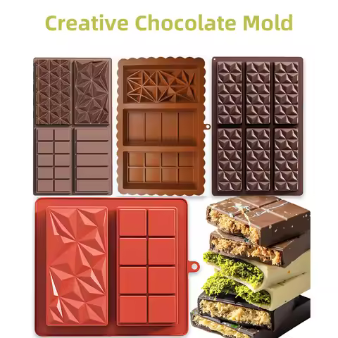 Rectangle Silicone Candy Molds for Baking Energy Bars Dubai Chocolate Bar Mold Protein Bars Cornbrea