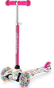 Kids Scooter, Children and Toddler 3 Wheel Kick Scooter, LED Lighted Wheels and 3 Adjustable Height 