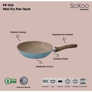 SOXOO MINI FRY PAN 16CM BLUE FP-016 Marble Coating Induction Wood Handle Marble Induction Frying PAN