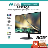 ACER 31.5" SA322QA / SA322Q A FULL HD (1920x1080@75HZ) IPS PANEL LED MONITOR (1MS, INPUT: VGA+ HDMI,