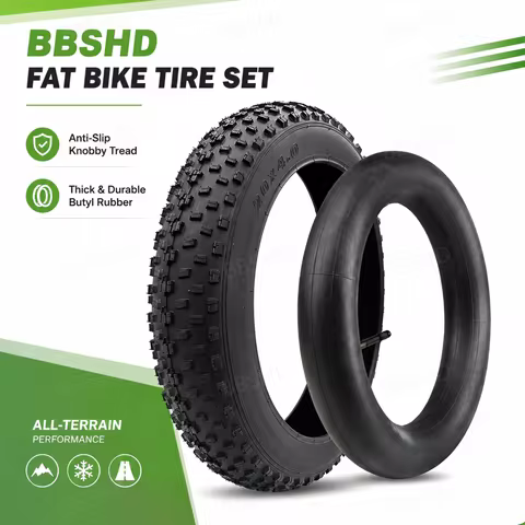 BBSHD 20×4 inches Fat Tire Electric Fat Bike Snow Beach Bicycle Tire and Inner Tube Valve Bike Parts