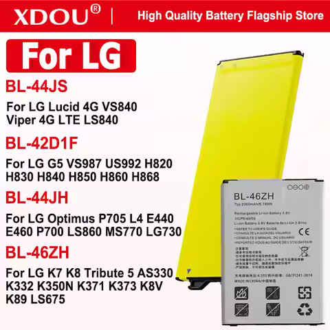 BL-44JS BL-46ZH BL-44JH BL-42D1F Replacement Battery For LG G5 Optimus K7 K8 Tribute 5 LG Lucid 4G V