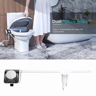 Dual Nozzles Sprays Bidet Toilet Washer Bidet Sprayer Adjustable Water Pressure Non-Electric Seat Self-Cleaning Wash