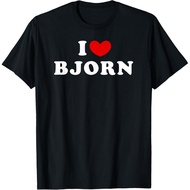 Mens Fashion Cotton Printed I Love Bjorn, I Heart Bjorn T-Shirt