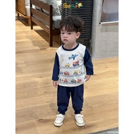 Beemo bet long-sleeved raglan t-shirt with car print in elastic fabric for boys to wear to school an