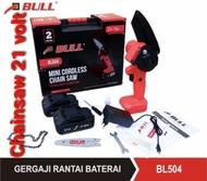 bagus gergaji chainsaw baterai 21 v / mini cordless chainsaw bull