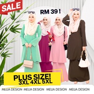 By Melia Design Plus Size 5XL 4XL 3XL Baju Kurung Pesak Pahang Plain Lembut cotton Size Besar  Ironless Tak Payah Gosok