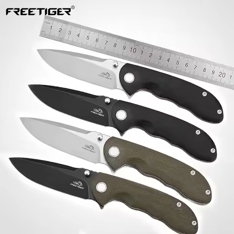 FREETIGER 14C28N Folding Knife Micarta Handle Camping Tool for Hiking Tactical Survival Hunting EDC 