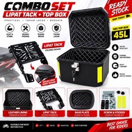 COMBO SET LIPAT RACK WITH TOP BOX 45L PREMIUM ABS➕TOP RACK FOLDABLE ADJUSTABLE HEAVY DUTY RACK Y15