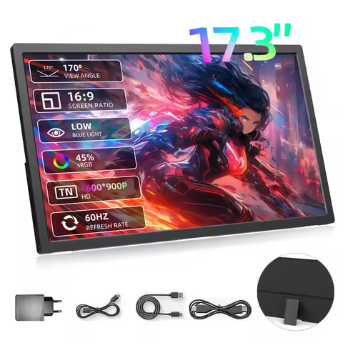 17.3 Inch Portable Monitor Gaming Accessory for Notebook Laptop PC Nintendo Switch PS4 Xbox Series S