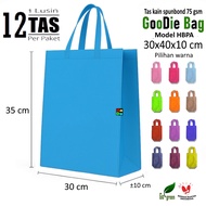 1 Lusinan /12pcs Tas Kain Spunbond Goodie Bag Handle Box Kotak Jumbo Besar 30x40x10 Kantong Belanja