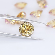 Factory price wholesale 6.5MM 1CT 2CT round cut yellow moissanite diamond with GRA certificate