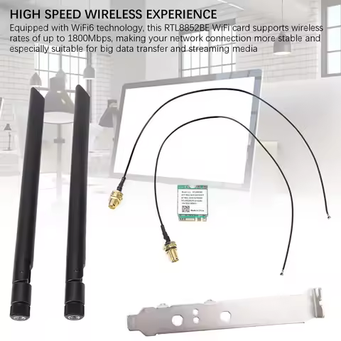 1800Mbps M.2 Wireless Card M.2 WiFi Card WiFi6 1800Mbps Bluetooth 5.2 Wireless Network Card RTL8852B
