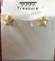 黃金純金9999時尚星星耳環 pure gold star earrings 9999 24k