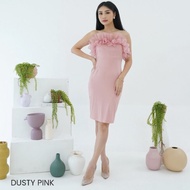 Ruffle Bodycon Party Dress - Bodycon Dress with Ruffle Details, Premium Rayon Spandex Material, Bust