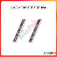 Brickphils Printed Tile 1x6 'UNITED' & 'STATES' Tiles